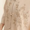 Johnature Bluze de primăvară în stil chinezesc pentru femei, cu broderie florală, cămăși vintage, cu nouă mâneci, culoare uni, cu butoni