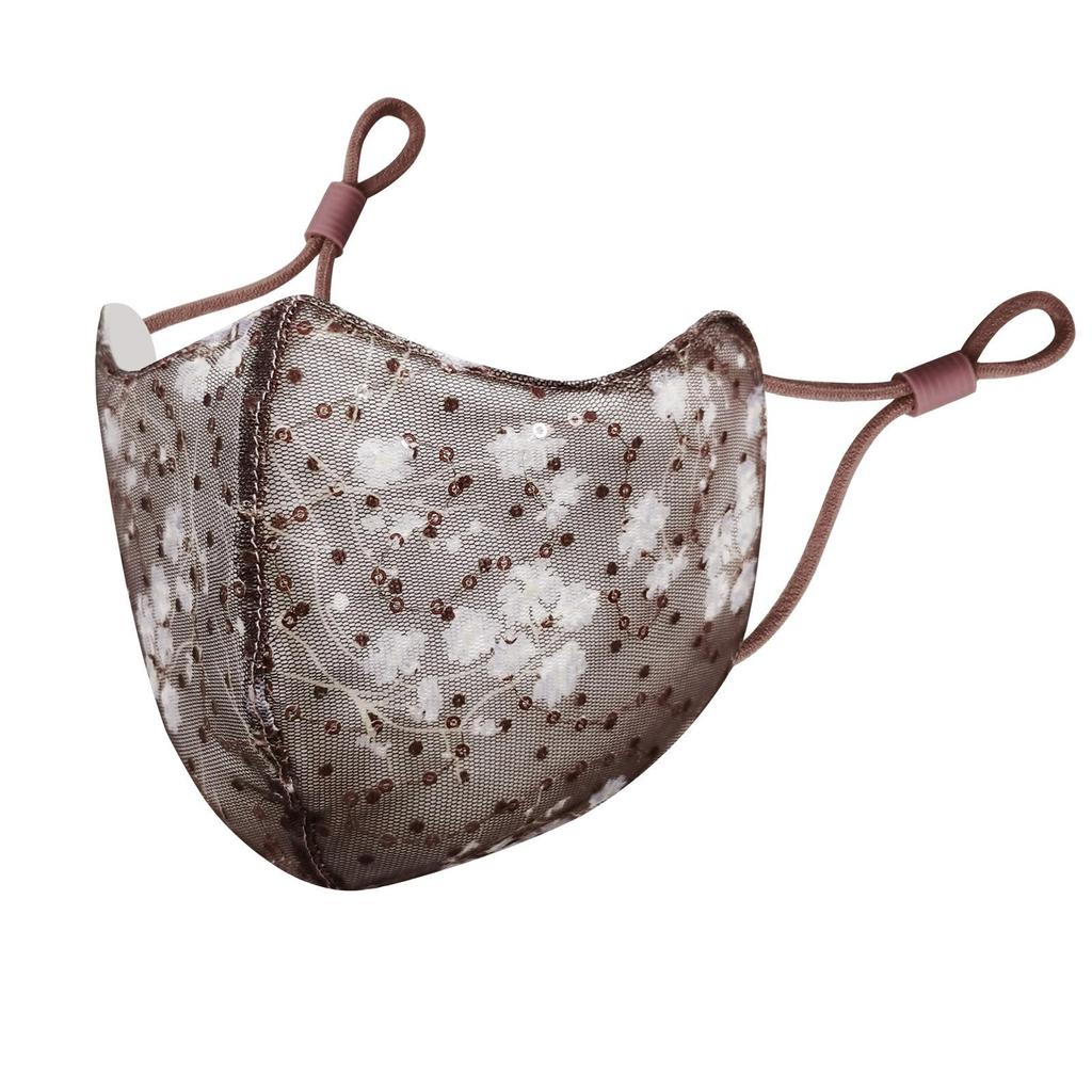 3D Omyvatelná ochrana očí Flitrová vyšívaná krajková bavlněná maska