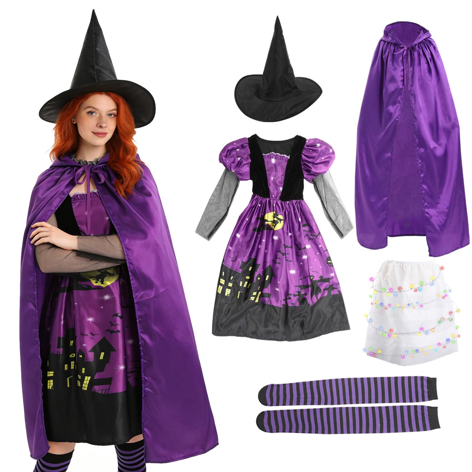 Halloween Witch & Vampire Hooded Cape - Purple Cosplay Costume M