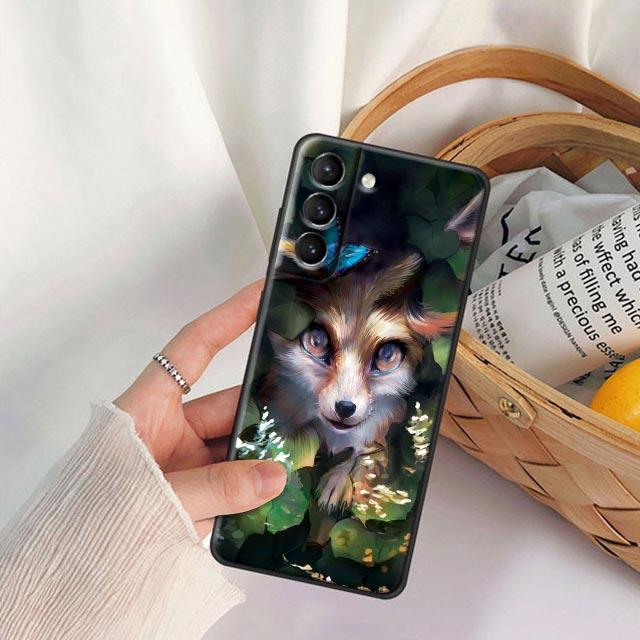Roztomilý liščí zvířecí pouzdro na telefon pro Samsung Galaxy S24FE S23 5G S20 S21 FE S25 S22 Ultra S24 Plus Pouzdra Měkký TPU Silikonový kryt Lišky