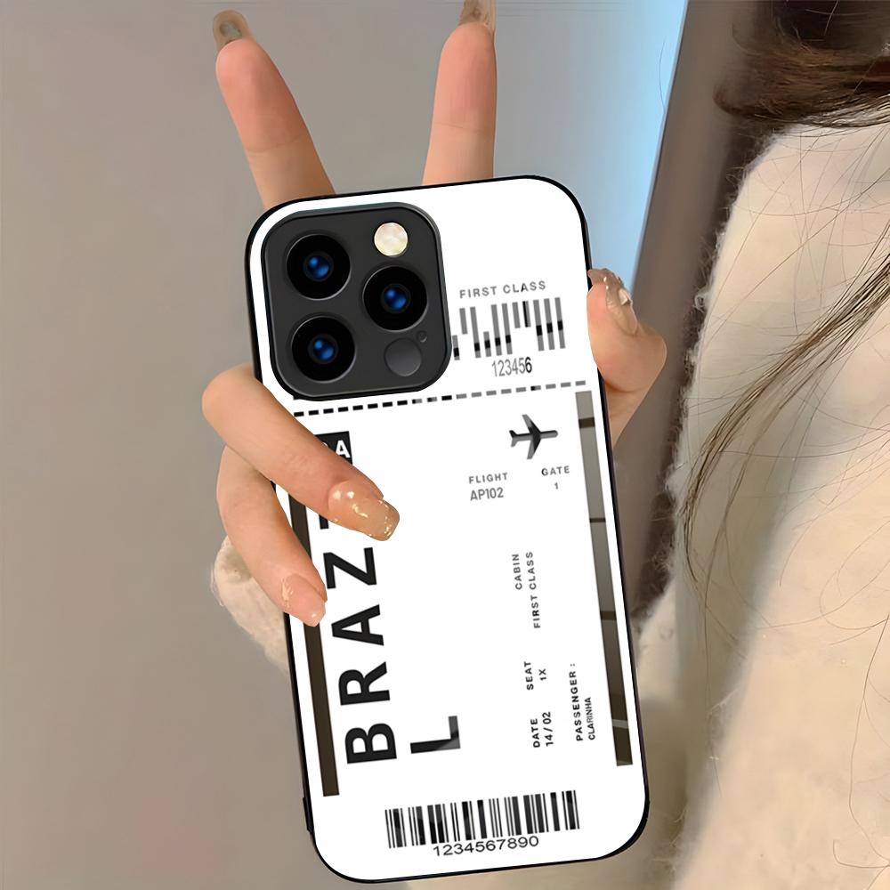 Plane Fight Ticket Phone Case For IPhone 17 Pro Max 16 15 14 Pro Max 13 11 Plus Glass Cover