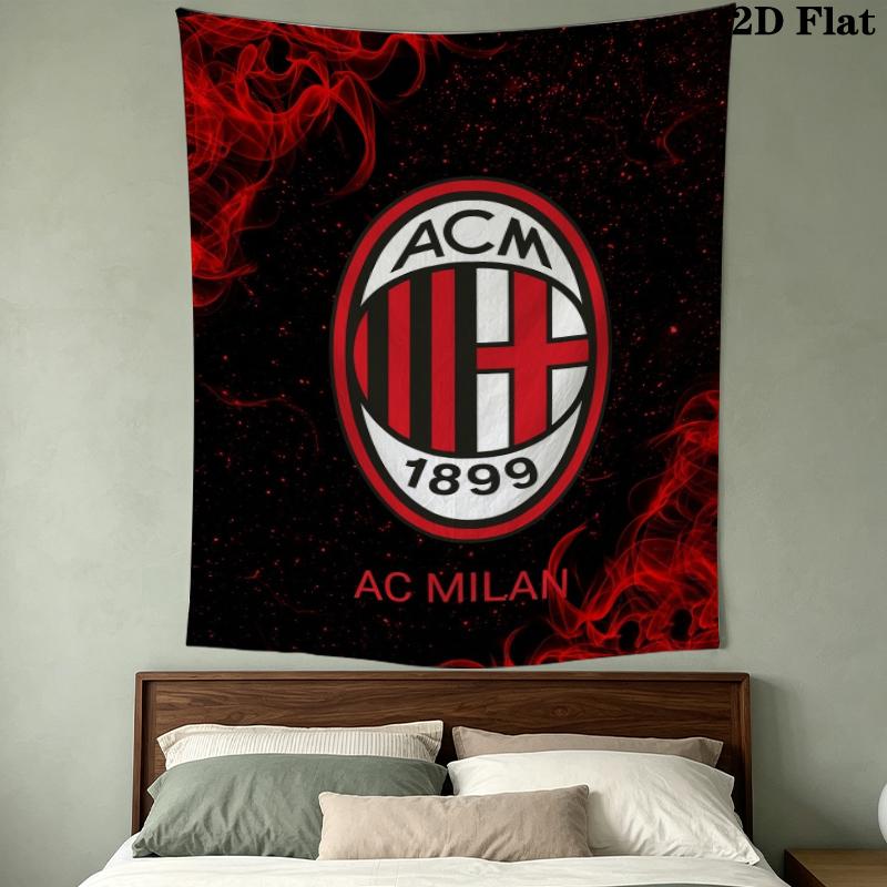 AC Milan Wall Tapestry Aesthetic Wall Hanging Printed Fabric Blanket Decorative Tapestries for Bedroom Living Room Home Decor
