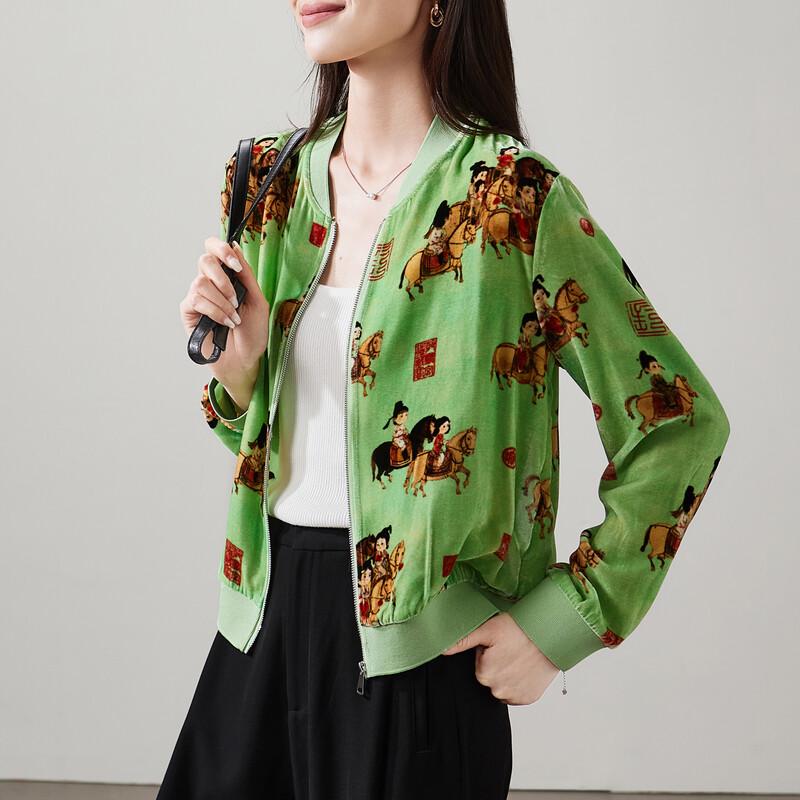 SOFSIL Цветочная Шелковая Бархатная Куртка в Новом Китайском Стиле XL