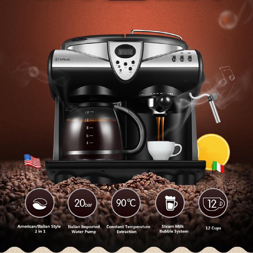 1850W 1.5L LCD Screen Automatic Espresso Coffee Machine American Cafe Maker Coffee Pot Steam Bubble Milk Frother