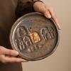 Dry brewing table, single-layer small tea tray, coarse ceramic cover, bowl bottom, retro tea set accessories