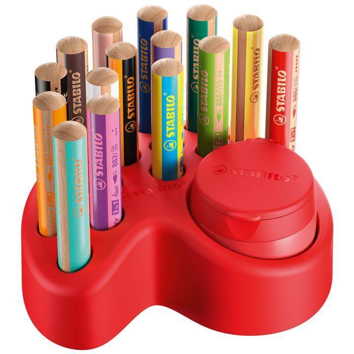 Multi-talented Crayons - Stabilo - Woody 3in1 - 15 Crayons - Sharpener Included - Storage Tray