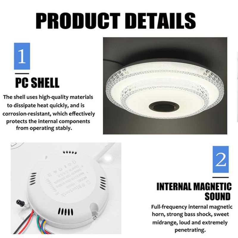 200W Nordic LED Ceiling Light Music Ceiling Lamp With bluetooth Speaker Cell Phone APP Control Dimmable Household Decor Light