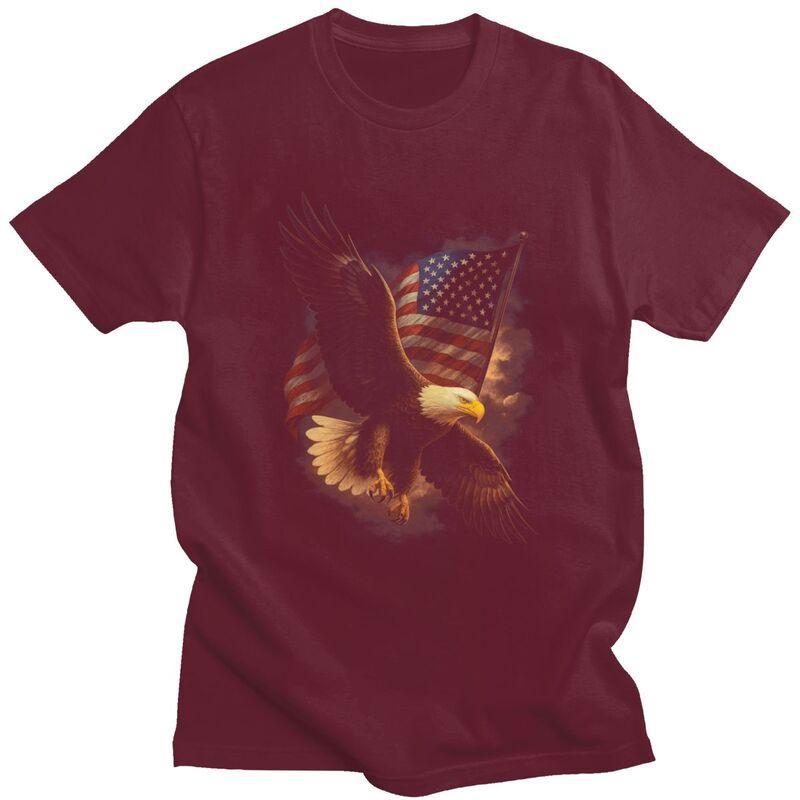 American Bald Eagle Patriotic 4th Of July T Shirt Unisex Women Short Sleeve Tshirt Graphic Tee Pure Cotton Slim Fit Clothing