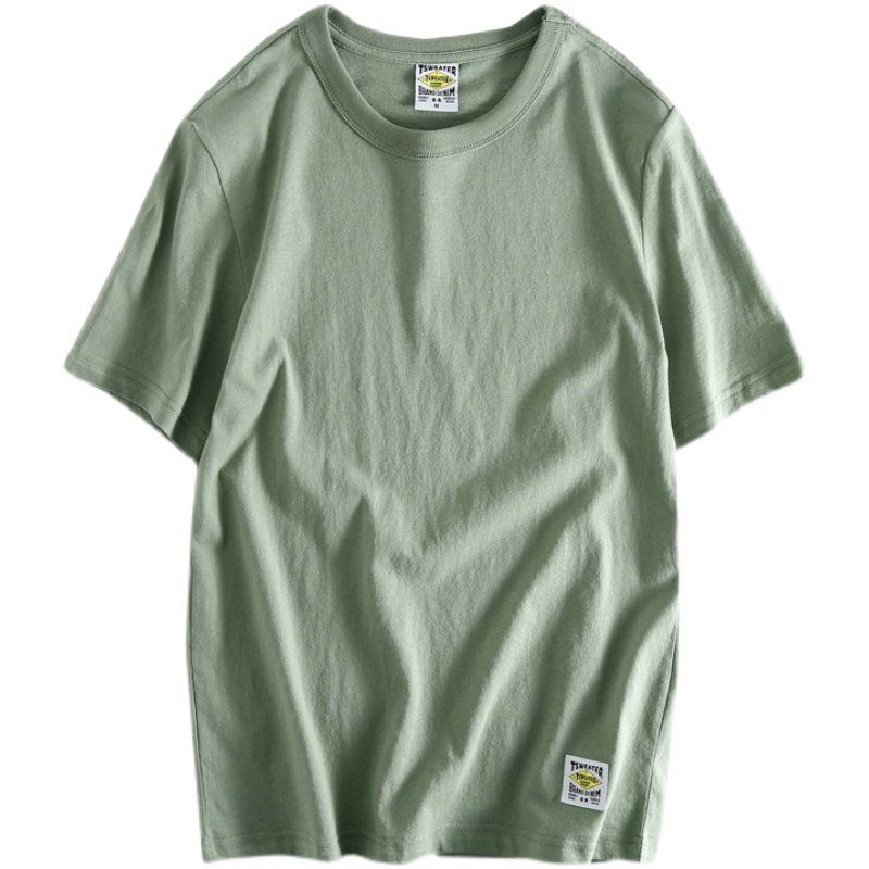 Leak-Picking! Export Export Japan Pure Cotton Men Casual Pure Color Short Sleeve T-Shirt Tail Order Cattle Goods OEM Goods Bottoming Shirt