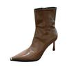 Fashion Women Thin High Heels Short Boots 2025 New Fashion Pointed Ankle Boots Ladies Autumn Winter Leather Side Zipper Sexy Party Pumps