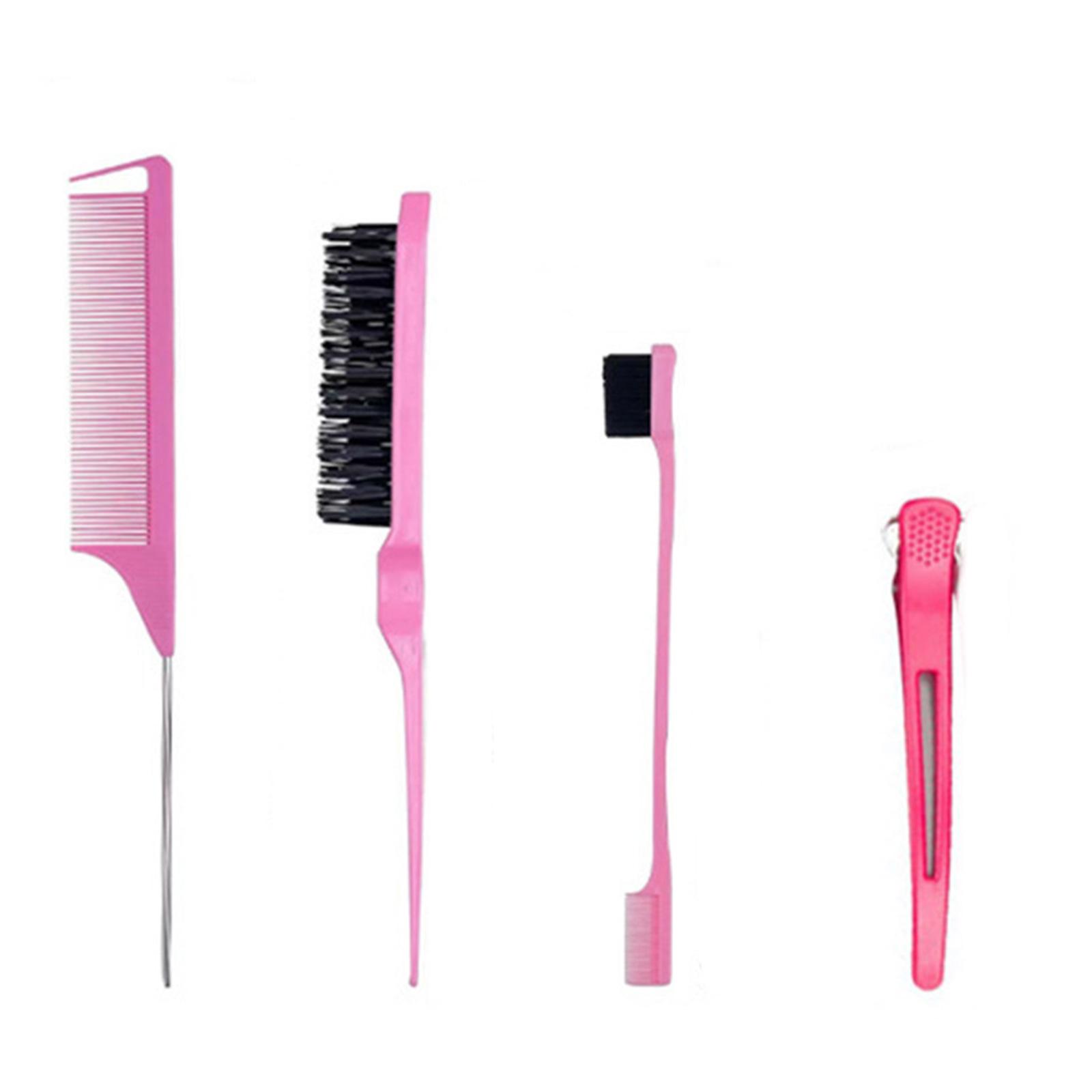 

Набор из 4 гребней для укладки волос, расческа для начеса, тройная расческа для начеса, расчески в виде крысиного хвоста, щетка для завивки волос, инструменты для заплетания кос розовый