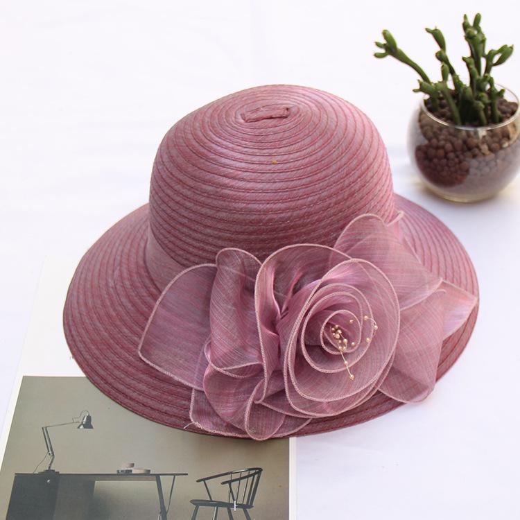 Eugen Yarn Flower Pot Hat Bucket Hat Women'S Summer Sunshade Sunscreen Gauze Hat Sun Hat