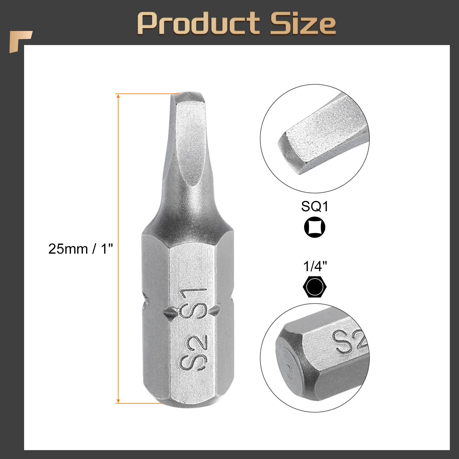 

Uxcell 2/5/10pcs Square Head Screwdriver Bits 1/4 Hex Shank SQ0/SQ1/SQ2/SQ3 Head 1 Length S2 Steel Screw Driver Drill Bit 2pcs