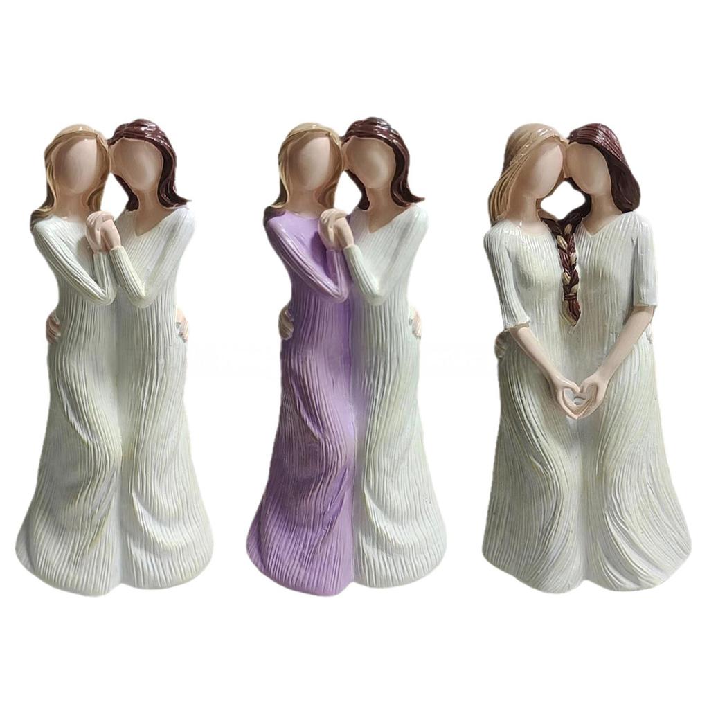 Sister Friendship Statue: Best Friend Gift–Girls Holding Hands Desk Decor