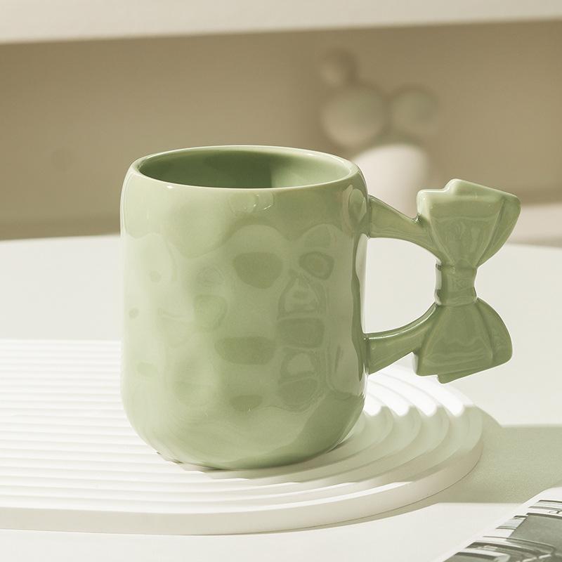 

Cream Wind Mug Girls Niche Design Ceramic Cup with Lid Spoon Large Capacity Couple Coffee Breakfast Cup 401-500ml