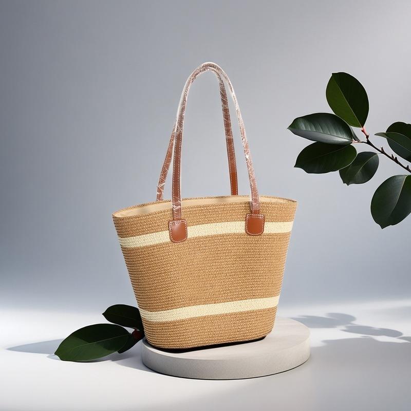 New Shoulder Straw Woven Bag Woven Bag Large Capacity Casual Versatile Fashion Women's Vacation Seaside Beach Woven Bag