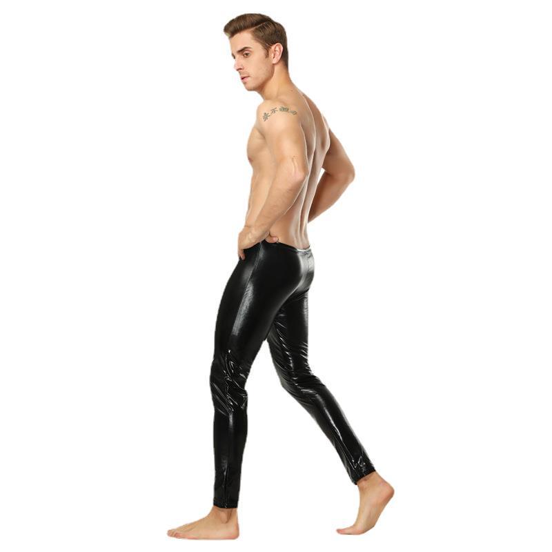 Men's Erotic Patent Leather Tight Pants Outfit