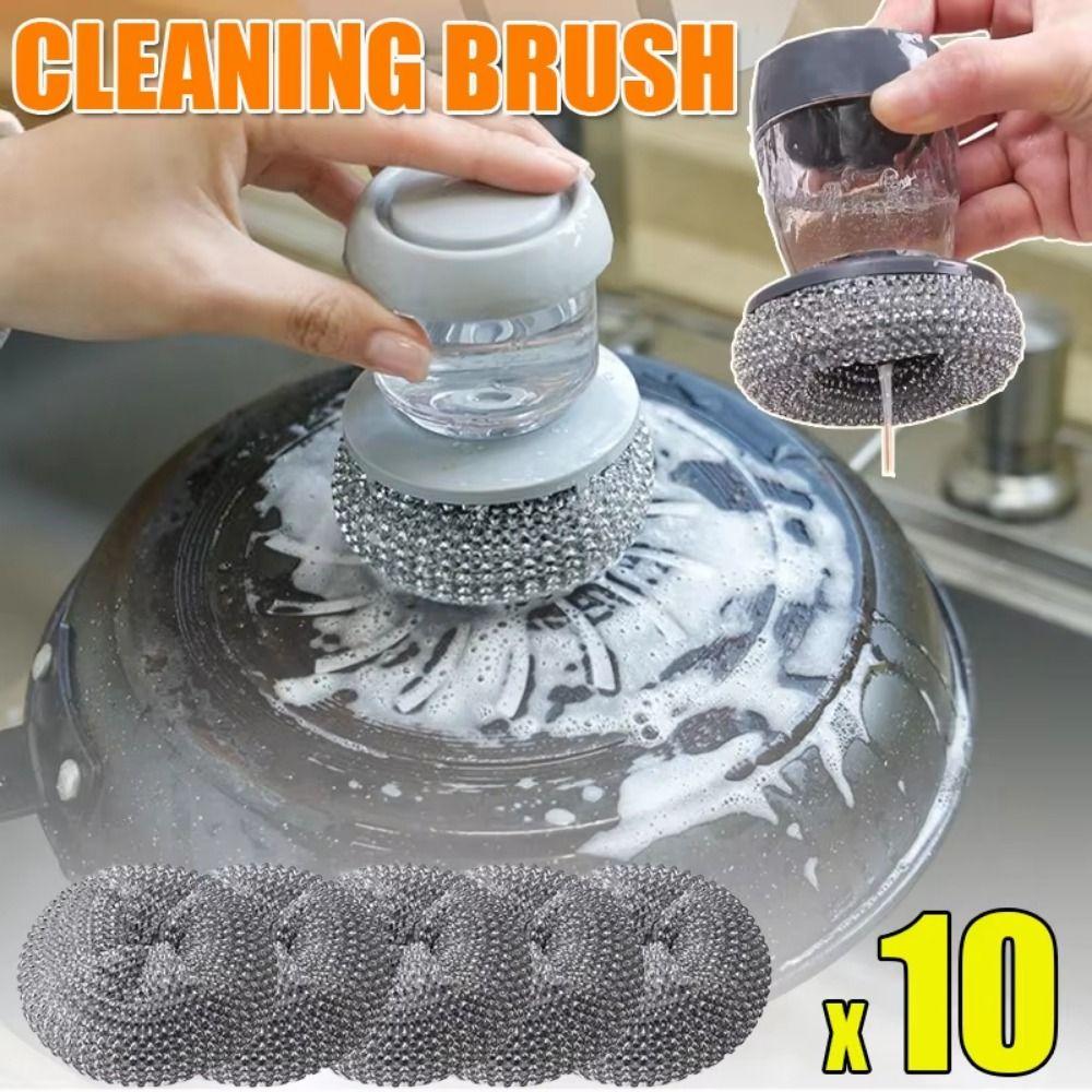 5Pcs Press Type Dish Cleaning Brush Creative Soap Dispensing Dishwashing Tool Kitchen Accessories