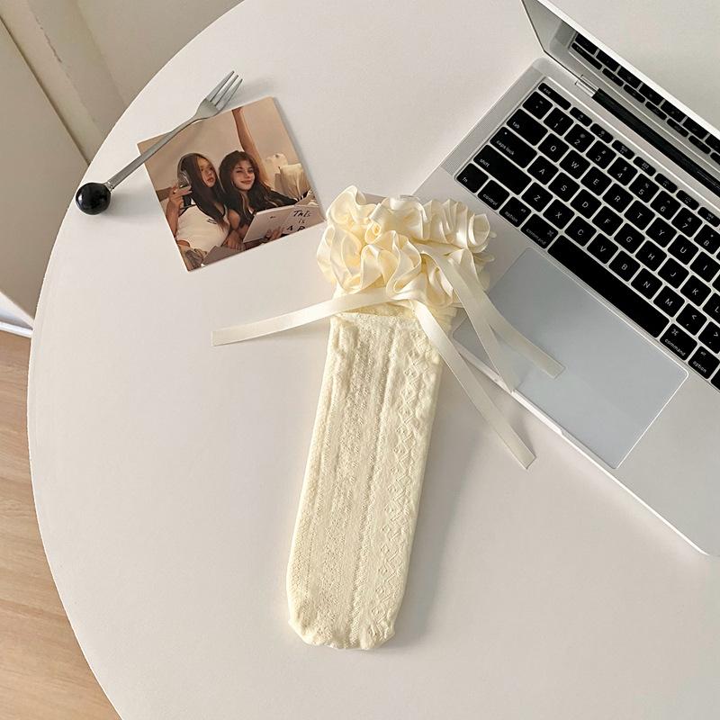 Lace Lace Stockings Children'S Lolita Bow Ribbon Women'S Socks Long Calf Socks Summer Thin Stacking Socks