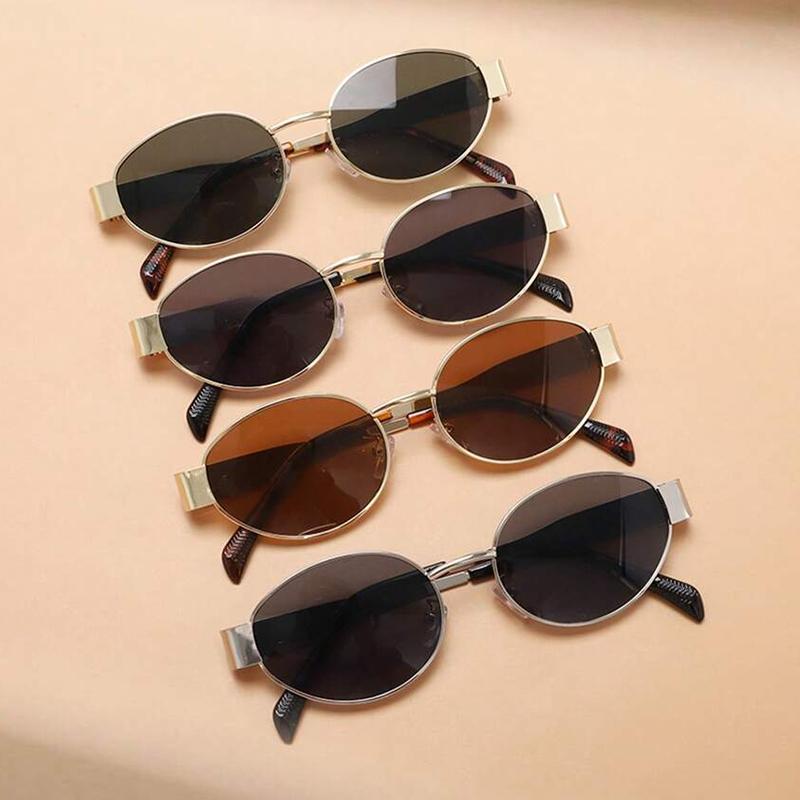 4PCS Oval Shaped Personality Metal Small Round Fashion Glasses Beach Accessories For Women Glasses Shades