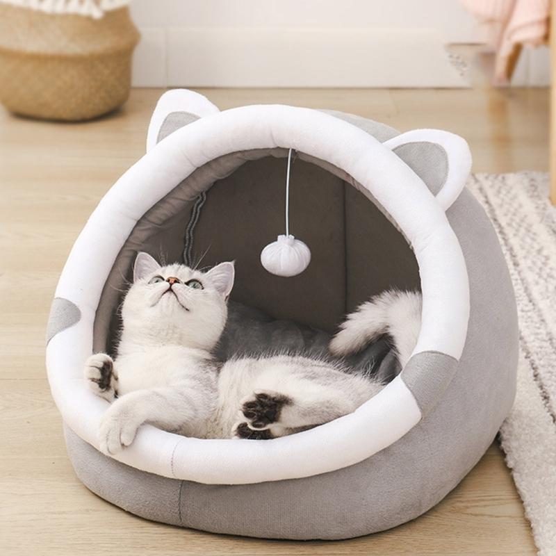 Plush Cat Bed Kitten Sleeping Bed Small Dog Nest Pet Winter Sleeping Cushion Anti-Scratching Bedding Pet Cat Supplies