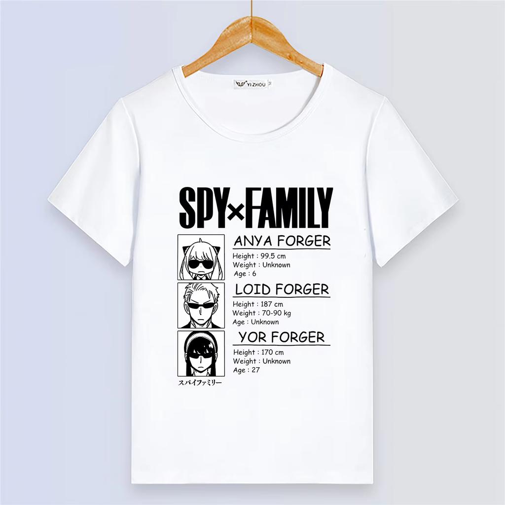 Anime SPY×FAMILY Short Sleeve Digital Print White Summer Plus Size Couple Cute Cartoon T Shirt Harajuku Style Outerwear Women And Men T-Shirt