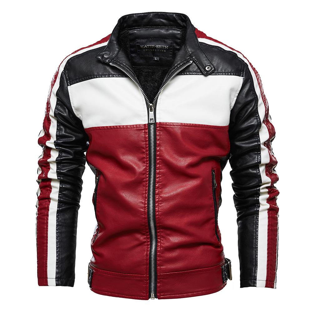 Giacche da Uomo in Pelle Color Block, Tute da Moto alla Moda, Top di Marca Trendy da Uomo, Nuove Giacche in Velluto