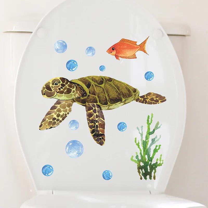 Cartoon Luminous Fish Bubble Underwater World Children Toilet Stickers Bathroom Home Decoration Wall Stickers Self-adhesive
