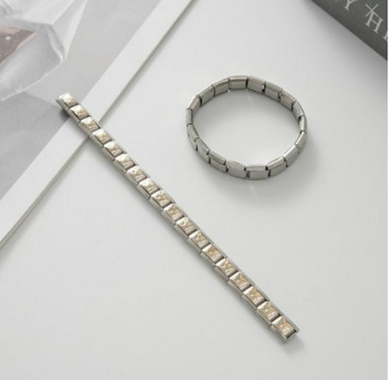 Italian Stainless Steel Love Heart & Star Modular Bracelet - Detachable Elastic Watch Band, European & American Fashion.