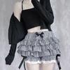 Women Black White Ruffle Shorts Kawaii Lace Bowknot Lolita Pumpkin Panties Cute Safety Shorts Pants Vintage Victorian Bloomers