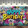 Graffiti Style Vibrant Birthday Background Urban Retro Style Birthday Party Carnival Family Gathering Photography Background
