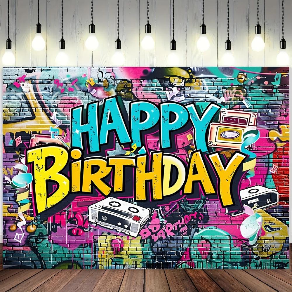 Graffiti Style Vibrant Birthday Background Urban Retro Style Birthday Party Carnival Family Gathering Photography Background