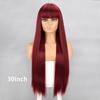 Long Straight Wig With Bangs Natural White Hair Wigs Synthetic Heat Resistant Wigs For Girls Daily Party Use