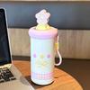 Neue Blume Isoliert Tasse Edelstahl mit Strohhalm Thermoskanne mit Lanyard Vakuum Becher für Kleinkinder Geschenke