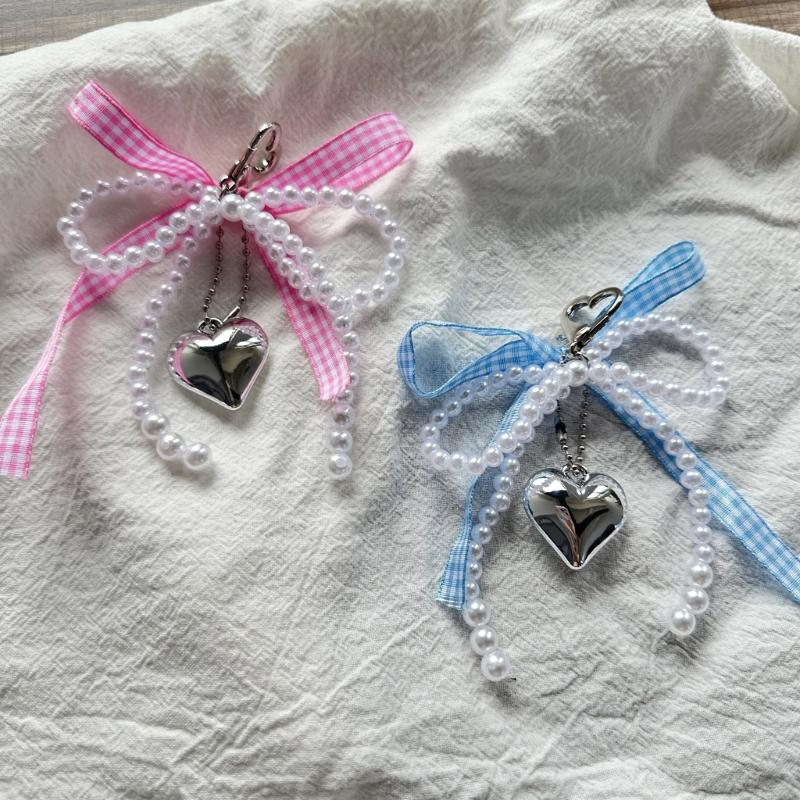 Drăguț inimă perle bowknot breloc pandantiv ornamente minunate decorațiuni breloc breloc pentru poșetă geanta rucsac geantă de mână