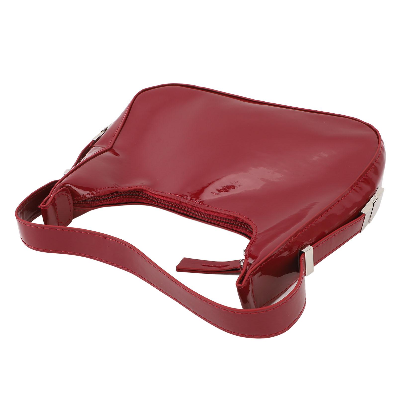 

Women Underarm Bag Fashionable Glossy Surfaces PU Leather Shoulder Messenger Bag for Party Red