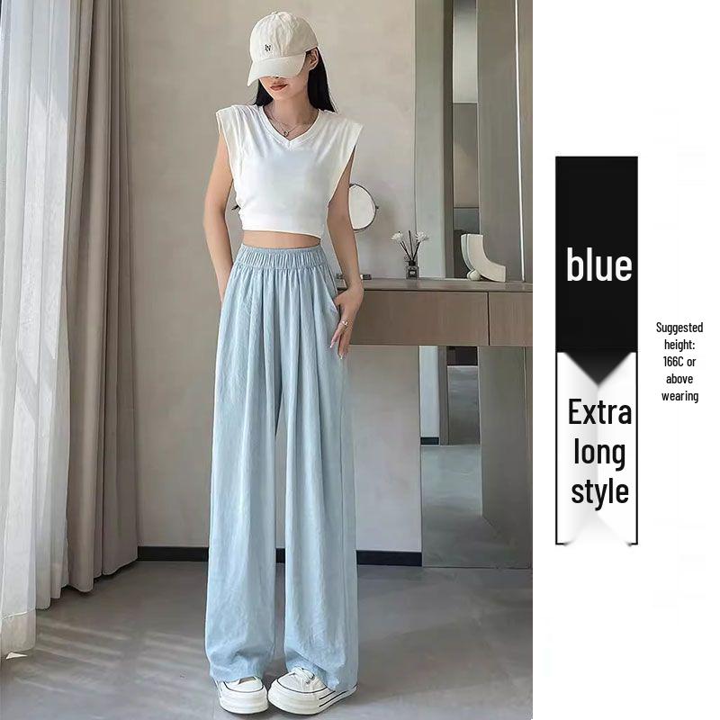 Women s Summer Ice Silk Wide-Leg High-Waist Loose Pants by Yamamoto XL: 130-145 lbs, High Quality