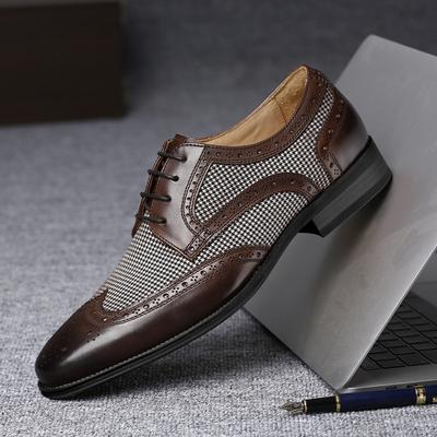 Chaussures Oxford pour Homme Faites Main Sculpture Cuir Respirant Brogue Chaussures de Ville Classiques Formelles pour Homme