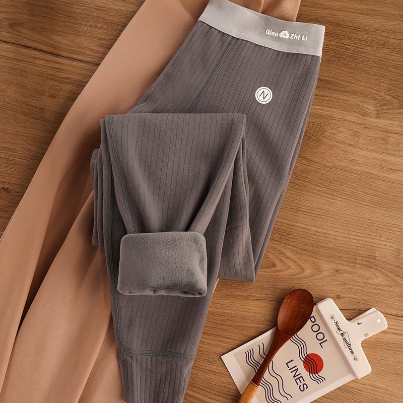 Herren Mid-Rise Warme Baumwollhose mit geripptem Schriftzug - Elastisch, strapazierfähig, kältefestes Baselayer für Herbst/Winter.