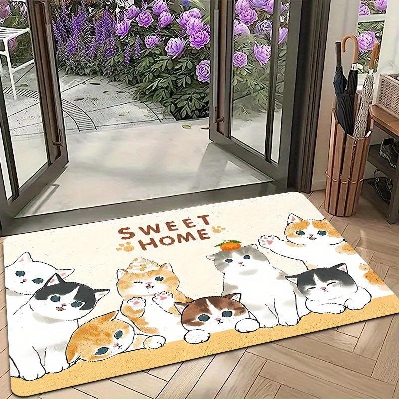 1PC Cat Pattern Kitchen Rug Non-Slip Door Mats Pop Design Bathroom Rug Bath Mat Carpet for Home Sink Laundry Decor