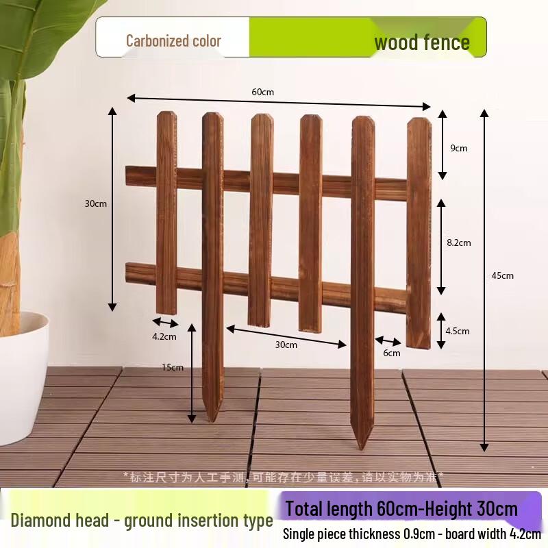 Carbonized Solid Wood Garden Fence Panel Set