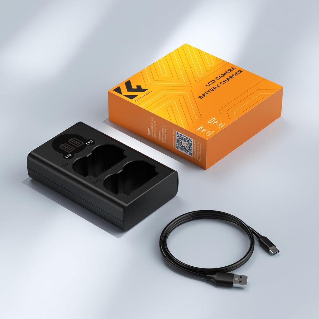 CONCEPT Camera Charger with Battery Level Display for Fujifilm GFX GFX 50S and USB to Fujifilm K&F NP-W235 X-T5, X-T4, 100S, X-H2S, II, VG-XT4