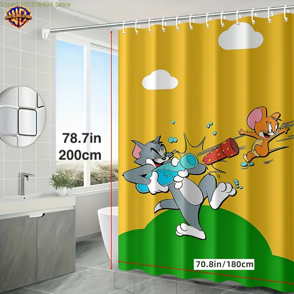 

1pc WB Warner Bros. Officially Licensed Store Shower Curtain, Cat and Mouse Play, Theme of Fun Moments. Shower Curtain, Home B 90x180cm