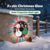 Solar Energy Garden Lights Outdoor Fence Light, Waterproof Projection Cute Snowman Xmas Patio Atmosphere Tree Decorative Metal Projector Wall