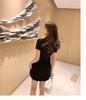Chic Summer Qipao: Slimming Black Floral Dress Set for Women