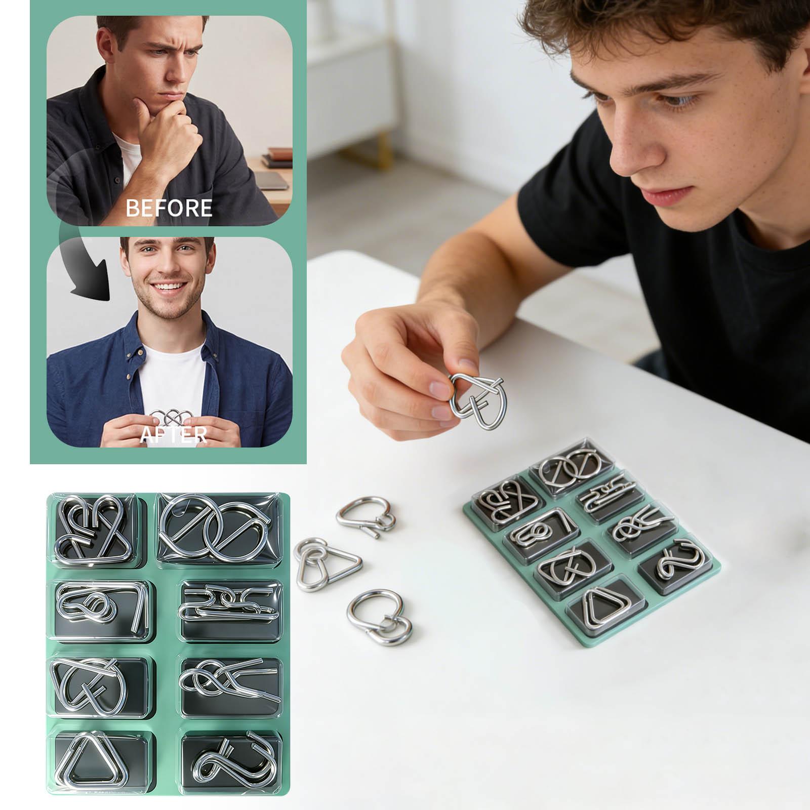 Девять Цепей Разблокировка Головоломки Игрушки Тренировка Пространственное Мышление Концентрация Взаимодействие Родителей и Детей Решение Головоломок Упражнение Руки Способность One Size