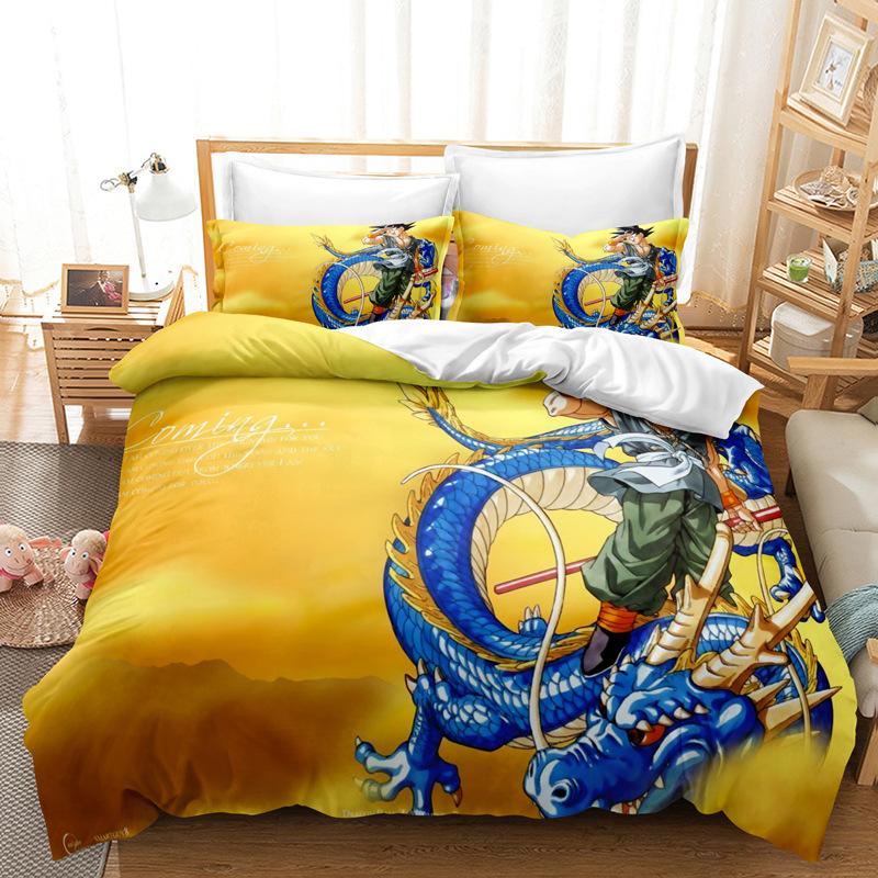 Goku Super Saiyan Duvet Cover Pillowcase Japanese Anime Dragon Ball Bedding Set 2/3pcs 3D Prints for Teens Quilt Cover