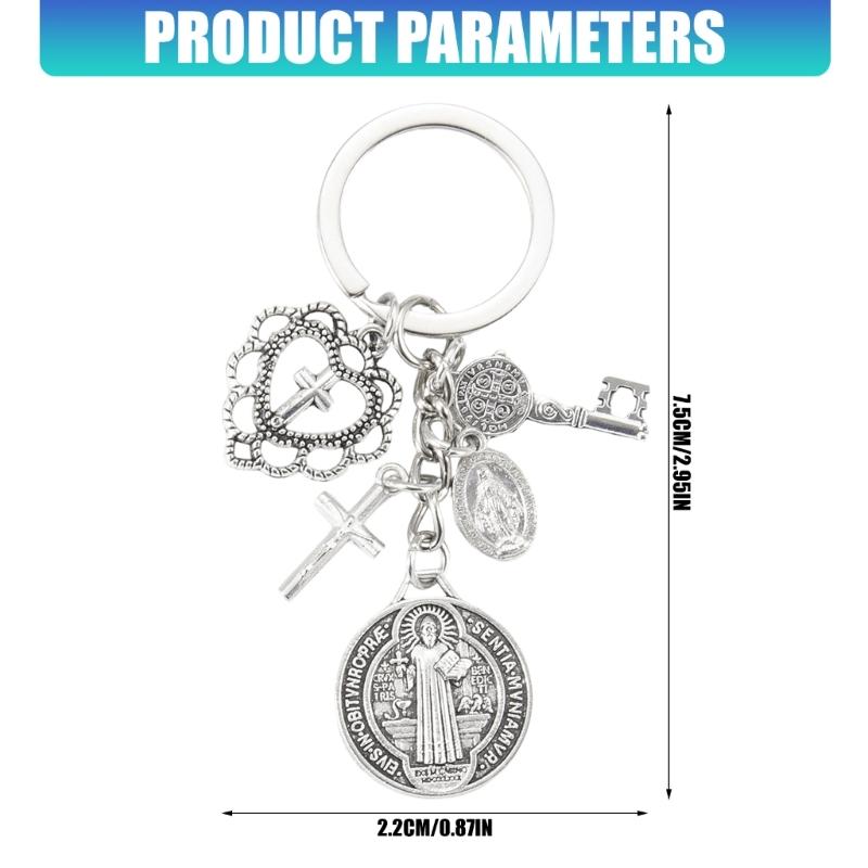 Beautiful Heart Design Crucifix Keychain For Everyday Carry Handmade Keyring Accessories For Keys Or Bags