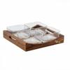 Getrennte Vorspeisenplatte mit Schalen | Walnuss, Holz Snack Tablett Glas