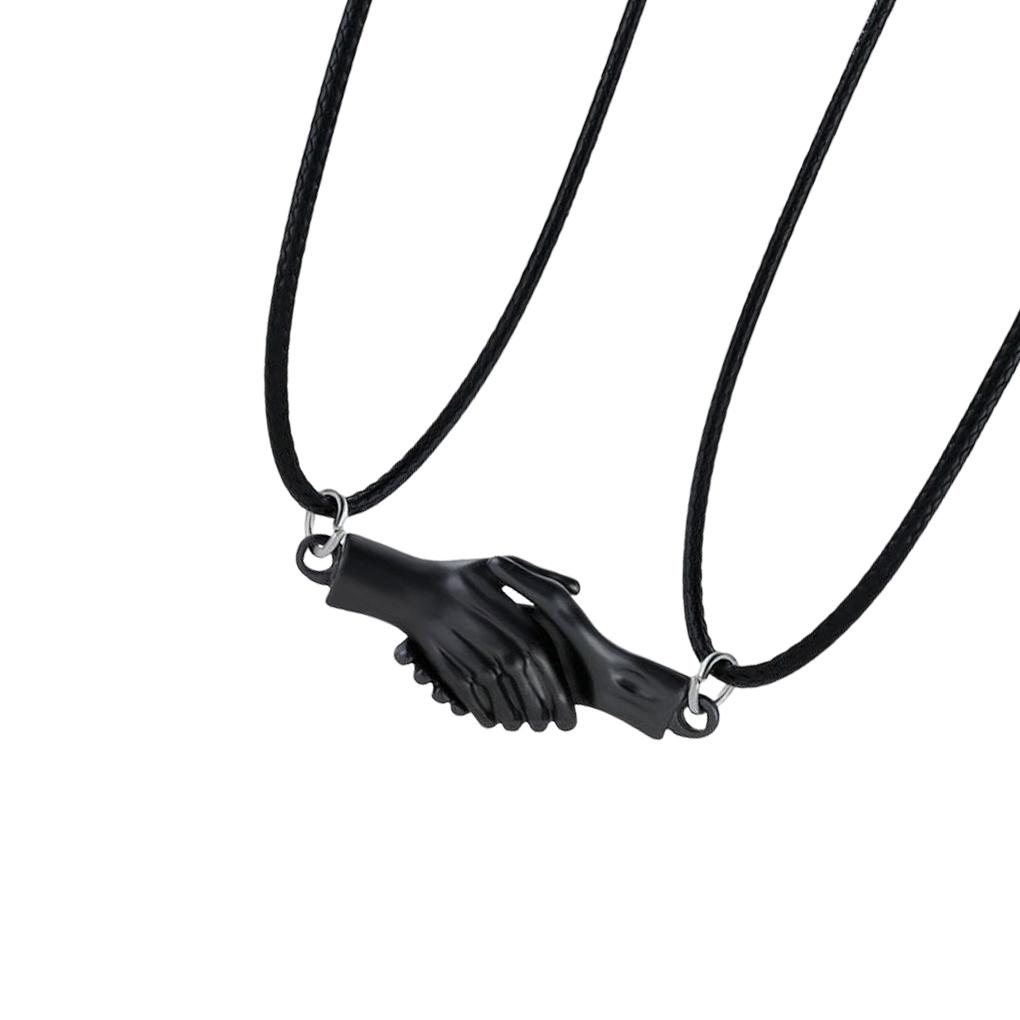 

1 Пара Намиста для закоханих «Рука в руці» Сплав Дружба Ланцюжок-присоска з лодстоуном Підвіска «Рукостискання» Прикраси Подарунки black